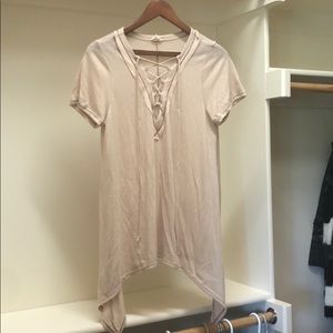 Long T-shirt with tie up at top